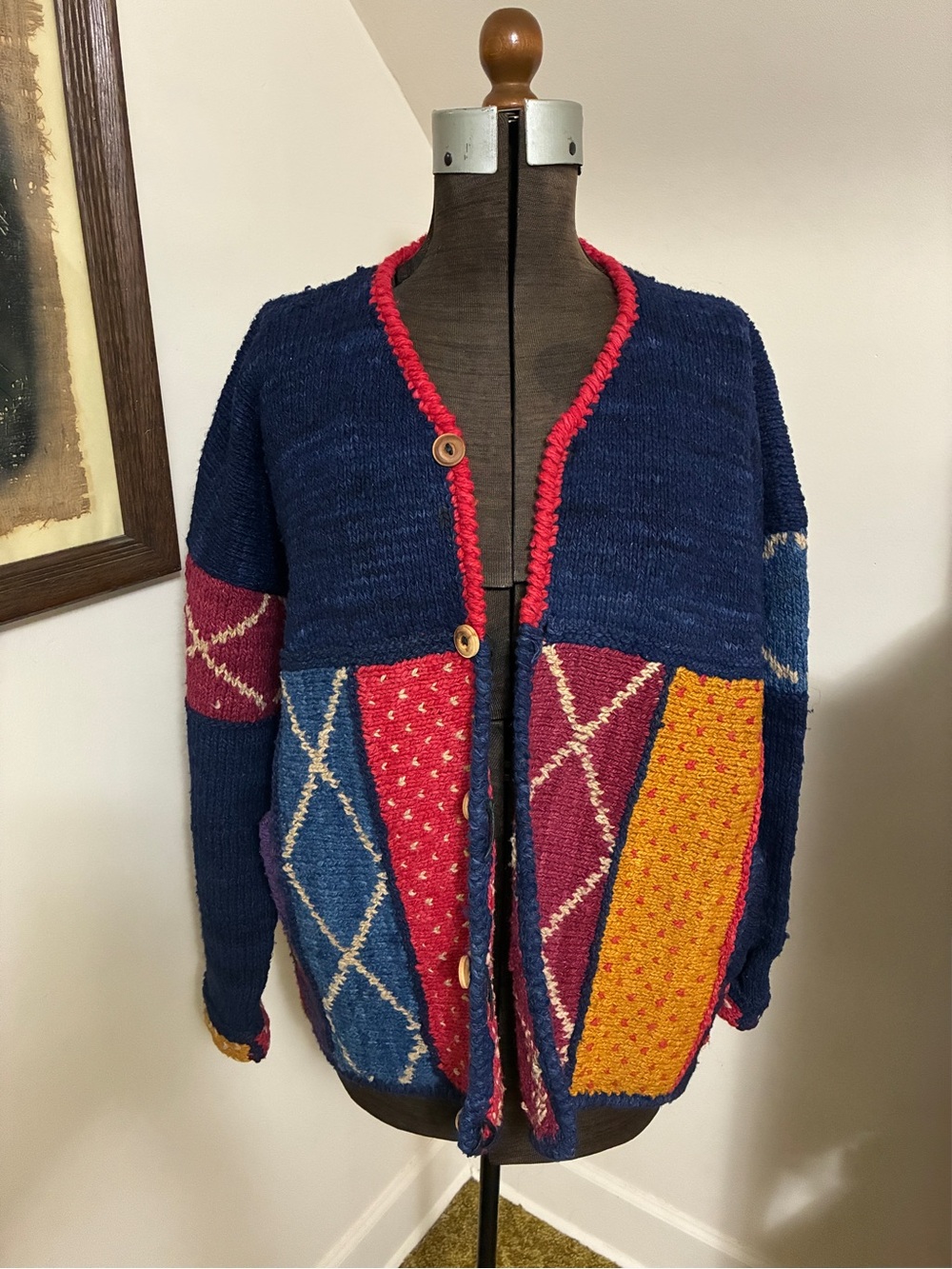 Vintage Planet Earth Imports Hand Spun & Knit Wool Cardigan